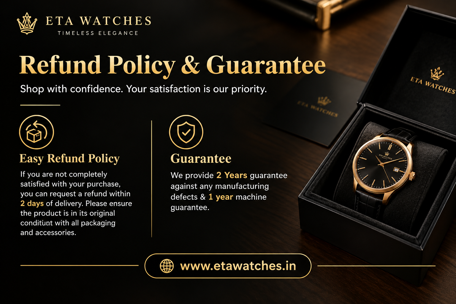 ETA Watches India Refund Policy
