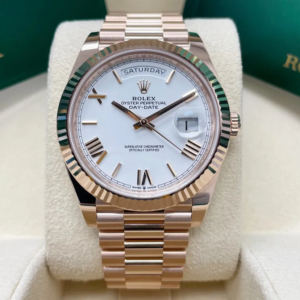 Rolex Day Date 40 White Dial Presidential Strap Rose Gold Super Clone Watch | 174G Weight Gain | COD